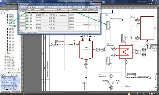 Ergänzte Rohrleitungsdarstellung mittels Engineering Base (EB) Instrumentation.