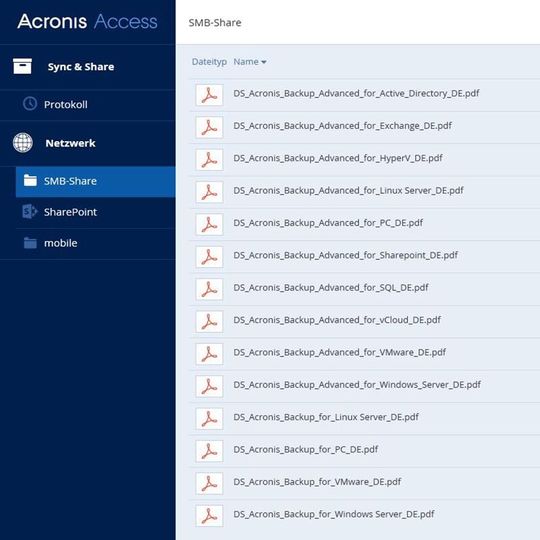 Acronis Access 7 ist für kleine und mittelständische Unternehmen (SMB; small and medium-sized businesses) konzipiert. Acronis Access 7 ist für kleine und mittelständische Unternehmen (SMB; small and medium-sized businesses) konzipiert.