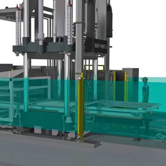 3-D-Zeichnung der WKP 4400 S Composite: Die Hydraulik der für das ZLP konzipierten Presse ist 100 % ölnebelfrei und verhindert zuverlässig die Kontamination der CFK-Bauteile durch Öl. 3-D-Zeichnung der WKP 4400 S Composite: Die Hydraulik der für das ZLP konzipierten Presse ist 100 % ölnebelfrei und verhindert zuverlässig die Kontamination der CFK-Bauteile durch Öl.