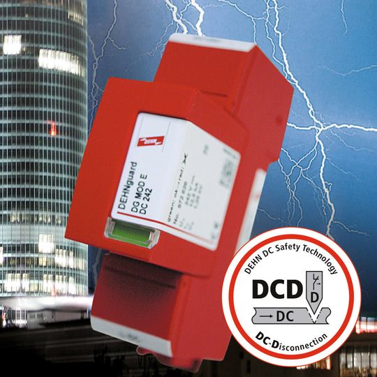 Die Gerätefamilie Dehnguard SE DC wurde speziell für Gleichstromanwendungen konstruiert. Ein eventuelles Sicherheitsrisiko durch den Einsatz von konventionellen AC-Geräten in DC-Systemen kann aufgrund der neuen Geräte minimiert werden. Die Gerätefamilie Dehnguard SE DC wurde speziell für Gleichstromanwendungen konstruiert. Ein eventuelles Sicherheitsrisiko durch den Einsatz von konventionellen AC-Geräten in DC-Systemen kann aufgrund der neuen Geräte minimiert werden.