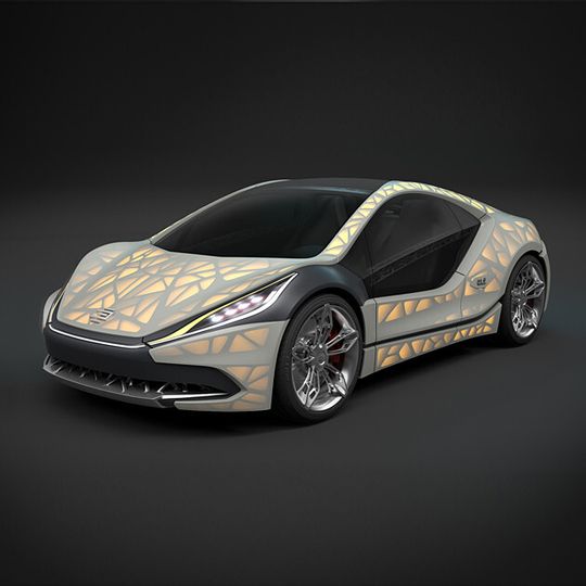 Der „EDAG Light Cocoon“ bestizt eine komplett bionisch optimierte Fahrzeugstruktur in Kombination mit einer Außenhaut aus wetterbeständigem Textil. Der „EDAG Light Cocoon“ bestizt eine komplett bionisch optimierte Fahrzeugstruktur in Kombination mit einer Außenhaut aus wetterbeständigem Textil.