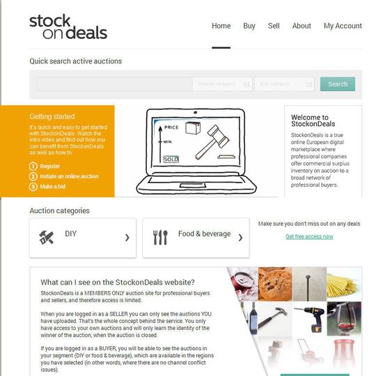 Stockondeals ist ein B-to-B-Auktionsplattform für überständige Waren.