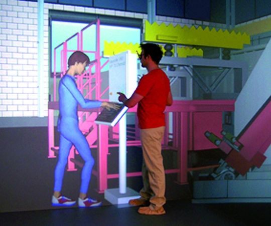 Bild 1: Ergonomieuntersuchungen in der Virtual Reality. Bild 1: Ergonomieuntersuchungen in der Virtual Reality.