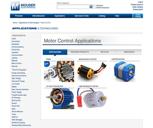 Motorsteuerungen: Mouser erweitert seine Technologie-Site Motorsteuerungen: Mouser erweitert seine Technologie-Site
