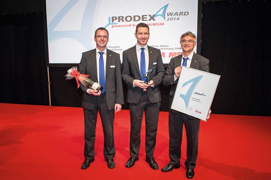 Das Studer-Team mit dem verliehenen Prodex-Award: (v. l. n. r.) Dr. Gereon Heinemann, Geschäftsführer, Michael Klotz, Projektleiter Entwicklung, und Antonio Bottazzo, Verkaufsleiter. Das Studer-Team mit dem verliehenen Prodex-Award: (v. l. n. r.) Dr. Gereon Heinemann, Geschäftsführer, Michael Klotz, Projektleiter Entwicklung, und Antonio Bottazzo, Verkaufsleiter.