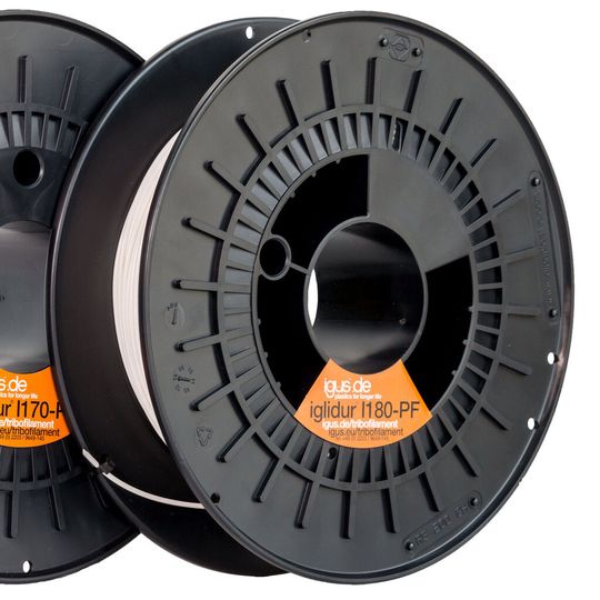 Das Tribu-Filament Iglidur I180-PF ist mit 1,75 mm oder 3 mm Durchmesser erhältlich. Das Tribu-Filament Iglidur I180-PF ist mit 1,75 mm oder 3 mm Durchmesser erhältlich.