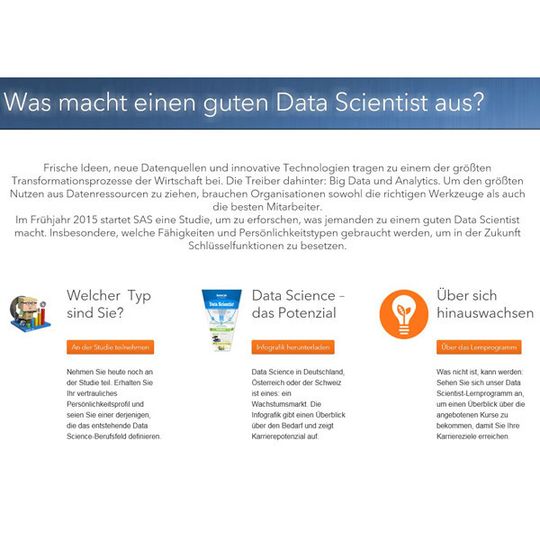 Welcher Data-Scientist-Typ sind Sie? Antwort gibt SAS im Web mit einem Test, mit dem Interessierte ein persönliches Profil erstellen können. Welcher Data-Scientist-Typ sind Sie? Antwort gibt SAS im Web mit einem Test, mit dem Interessierte ein persönliches Profil erstellen können.