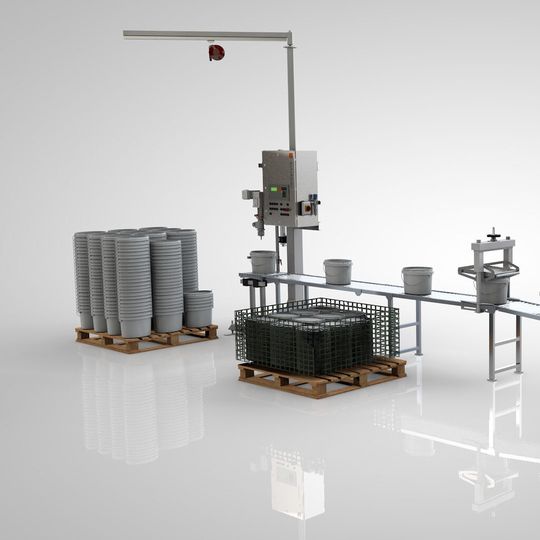 In die mobile Behälterfüllanlage Typ14 hat Feige Filling eine weiterentwickelte Waage eingebaut.