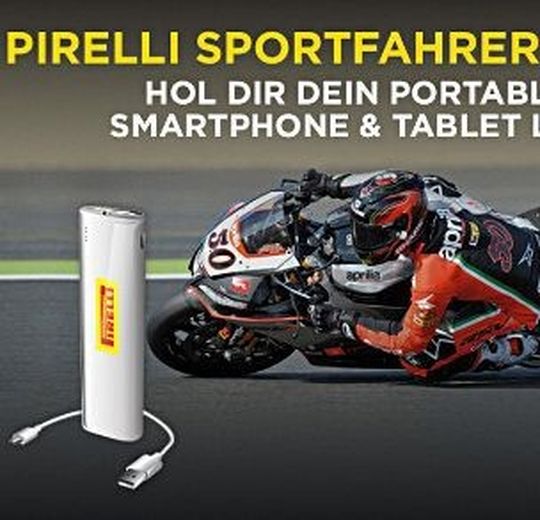 Damit Smartphones in Zukunft auch unterwegs einen Boxenstopp einlegen können, gibt es von Pirelli beim Kauf eines bestimmten Reifensatzes ein Ladegerät für Mobilgeräte obendrauf. Damit Smartphones in Zukunft auch unterwegs einen Boxenstopp einlegen können, gibt es von Pirelli beim Kauf eines bestimmten Reifensatzes ein Ladegerät für Mobilgeräte obendrauf.