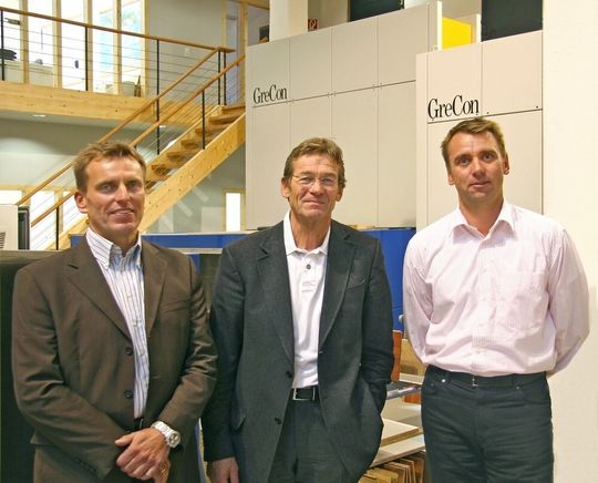 (v.l.) Dipl.-Kfm. Uwe Kahmann, Dipl.-Ing. Ernst Greten und Dipl.-Ing. Kai Greten bei GreCon (v.l.) Dipl.-Kfm. Uwe Kahmann, Dipl.-Ing. Ernst Greten und Dipl.-Ing. Kai Greten bei GreCon