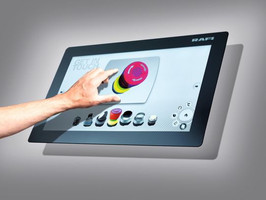 Industrietaugliches, kapaztitives Bediensystem: Rafi hat bei seinen Glasscape die Fingerseparation verbessert und Gesten werden besser erkannt. Industrietaugliches, kapaztitives Bediensystem: Rafi hat bei seinen Glasscape die Fingerseparation verbessert und Gesten werden besser erkannt.