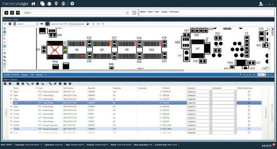 Fehlermanagement: Die Datenerfassung erstreckt sich über die Etappen Inspektion, Reparatur, Bauteil-Austausch bis hin zur Verpackung und Auslieferung.
