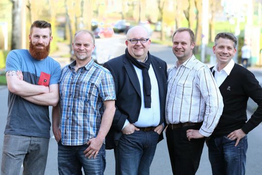 Vorstandsteam der Kfz-Innung Solingen: (v.li.) Nico Stamm (Lehrlingswart), Jörg Schmelzer (Freie Werkstätten), Matthias Ehlers (Obermeister), Stefan Henkel (Zweiräder) und Torsten Böhm (stv. Obermeister).