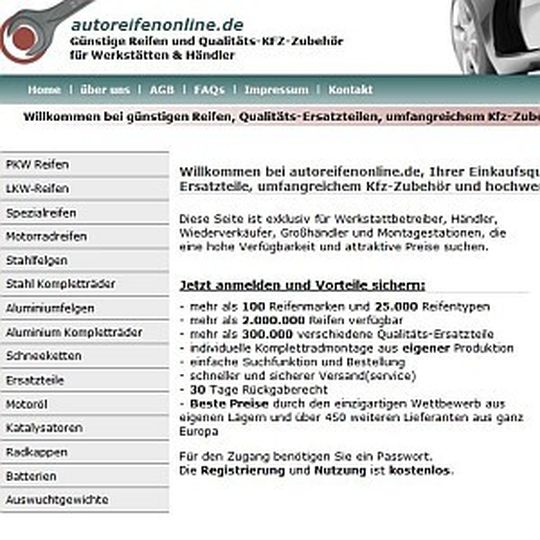 Aufgeräumter Webshop für Profis: autoreifenonline.de. Aufgeräumter Webshop für Profis: autoreifenonline.de.