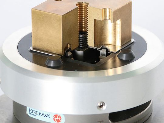 The Erowa ITS 50 Electrode Holder C is suitable for new machinery and for retrofitting onto existing equipment, the company says. The Erowa ITS 50 Electrode Holder C is suitable for new machinery and for retrofitting onto existing equipment, the company says.
