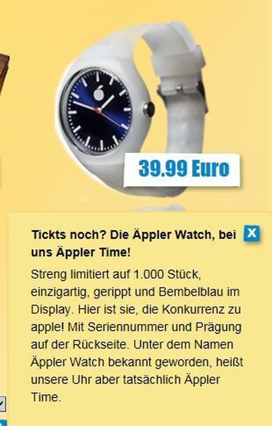 Noch ist sie zu haben: die streng limitierte Auflage der Äppler Watch. Noch ist sie zu haben: die streng limitierte Auflage der Äppler Watch.