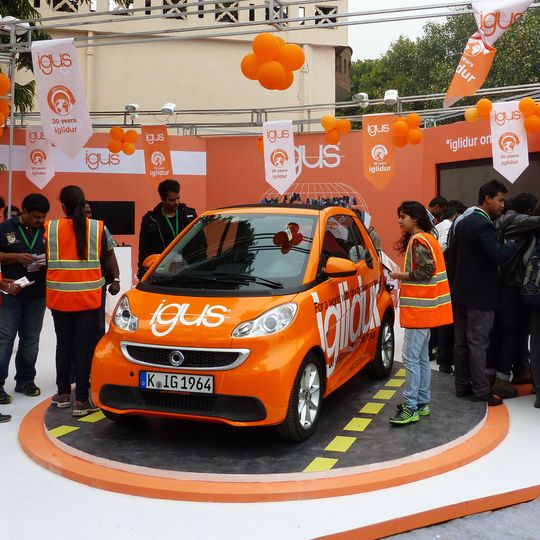Am Anfang der Tour: Die erste Station der Fahrt war die AutoExpo in Neu Delhi.