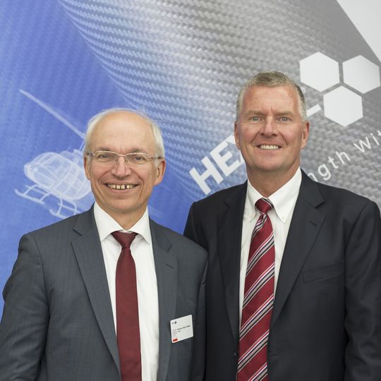 Carbon fiber from the new plant will be supplied to Hexcel customers including Airbus for the A350 XWB and Safran for the CFM LEAP engine. In this picture: Nick Stanage, Hexcel Chairman, CEO and President together with Didier Evrard, Airbus EVP and Head of Programs. Carbon fiber from the new plant will be supplied to Hexcel customers including Airbus for the A350 XWB and Safran for the CFM LEAP engine. In this picture: Nick Stanage, Hexcel Chairman, CEO and President together with Didier Evrard, Airbus EVP and Head of Programs.