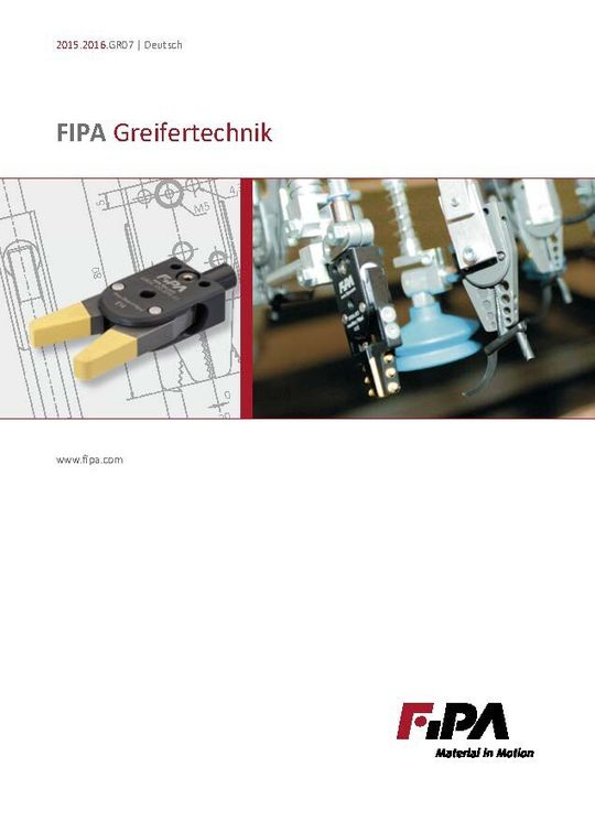 Der Fipa-Greifertechnik-Katalog stellt Inhalte anschaulich mit durchgängig farbig gedruckten Abbildungen, Diagrammen, Konstruktionszeichnungen und übersichtlichen Tabellen dar. Der Fipa-Greifertechnik-Katalog stellt Inhalte anschaulich mit durchgängig farbig gedruckten Abbildungen, Diagrammen, Konstruktionszeichnungen und übersichtlichen Tabellen dar.