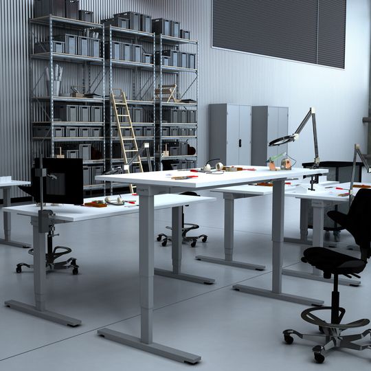 Der von dem Meerbuscher Hersteller Inwerk im Jahr 2014 entwickelte und in Deutschland hergestellte Werktisch Masterlift bietet einen Höhenverstellbereich von 625 bis 1275 mm und ist stufenlos auf unterschiedlichste Arbeitssituationen einstellbar. Der von dem Meerbuscher Hersteller Inwerk im Jahr 2014 entwickelte und in Deutschland hergestellte Werktisch Masterlift bietet einen Höhenverstellbereich von 625 bis 1275 mm und ist stufenlos auf unterschiedlichste Arbeitssituationen einstellbar.