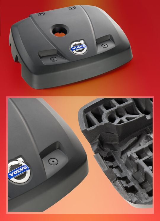 Die BASF hat jetzt einen Polyurethan-Weichintegralschaum entwickelt, mit dem leichte Motorabdeckungen im One-Shot-Verfahren, also mit einem Material in einem Prozessschritt, hergestellt werden können. Das so genannte Soft Cover aus Elastofoam I 4603 wird von der österreichischen Firma POLYTEC Car Styling gefertigt und in verschiedenen Fahrzeugmodellen mit Benzinmotoren des schwedischen Automobilhersteller Volvo serienmäßig eingesetzt. So unterstützt die BASF die Automobilindustrie, die oft konträren Ziele von Leichtbau, Funktionsintegration und Sicherheitsvorschriften in Einklang zu bringen.