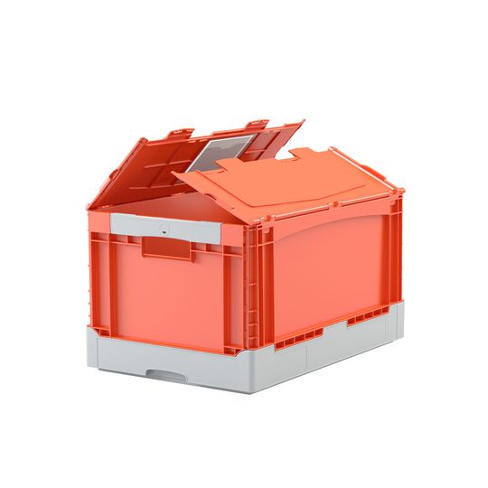 Die Bitobox EQ: Der Klappdeckel lässt sich sicher verplomben, und mit den Schwenkgriffen kann der Lagerarbeiter oder Zusteller den Behälter bequem tragen. Die Bitobox EQ: Der Klappdeckel lässt sich sicher verplomben, und mit den Schwenkgriffen kann der Lagerarbeiter oder Zusteller den Behälter bequem tragen.