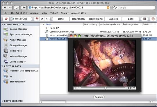 Voransicht eines mit Presstore archivierten Videos der Kinderherzchirurgie, aufgenommen an der Medizinischen Hochschule Hannover. Voransicht eines mit Presstore archivierten Videos der Kinderherzchirurgie, aufgenommen an der Medizinischen Hochschule Hannover.