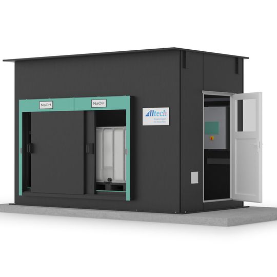 Die komplette Neutralisationsanlage mit Mess- und Regeltechnik ist in einem Schutzschrank aus PE untergebracht. Die komplette Neutralisationsanlage mit Mess- und Regeltechnik ist in einem Schutzschrank aus PE untergebracht.
