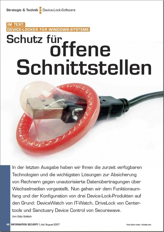 Drei Device Locker Lösungen im Test: DeviceWatch, DriveLock und Sanctuary Device Control. Drei Device Locker Lösungen im Test: DeviceWatch, DriveLock und Sanctuary Device Control.