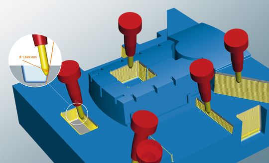 The new tangent plane machining strategy is said to offer great potential in tool and form construction for multi-plane components. The new tangent plane machining strategy is said to offer great potential in tool and form construction for multi-plane components.