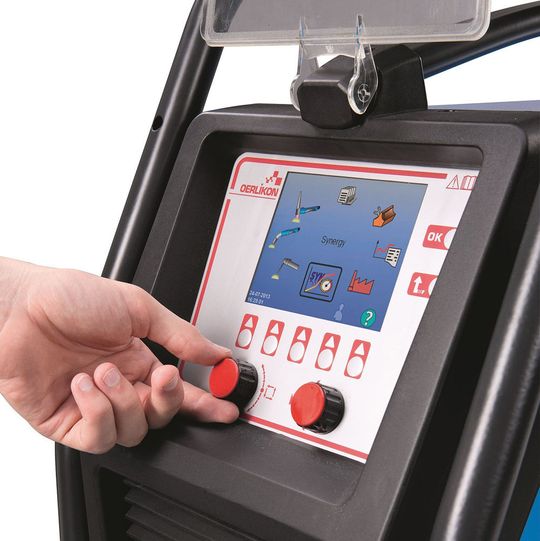 Die großen farbigen Symbole unterstützen das äußerst einfache Einstellen von Schweißzyklus, Gasvorströmzeit, Hot-/Softstart, Kraterfüllen, Gasnachströmen und weiteren Parametern.