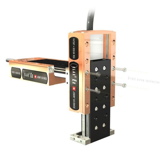 Der Linearmotor-Schlitten Elax kann Kräfte spüren, und somit Bewegungen nicht nur ausführen, sondern gleichzeitig kontrollieren. Der Linearmotor-Schlitten Elax kann Kräfte spüren, und somit Bewegungen nicht nur ausführen, sondern gleichzeitig kontrollieren.
