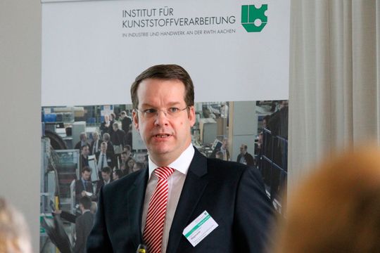 Prof. Dr.-Ing. Christian Hopmann, head of IKV, will open the Colloquium with a lecture on Industry 4.0 and strategies for plastics technologies, and look at the topic of additive manufacturing from his point of view as a researcher. On 6 November he gave journalists a sneak peek of what to expect from the Colloquium next February. Prof. Dr.-Ing. Christian Hopmann, head of IKV, will open the Colloquium with a lecture on Industry 4.0 and strategies for plastics technologies, and look at the topic of additive manufacturing from his point of view as a researcher. On 6 November he gave journalists a sneak peek of what to expect from the Colloquium next February.