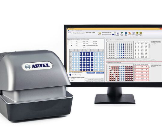 Das VMS misst das tatsächliche abgefüllte Volumen in Mikroplatten. Das VMS misst das tatsächliche abgefüllte Volumen in Mikroplatten.