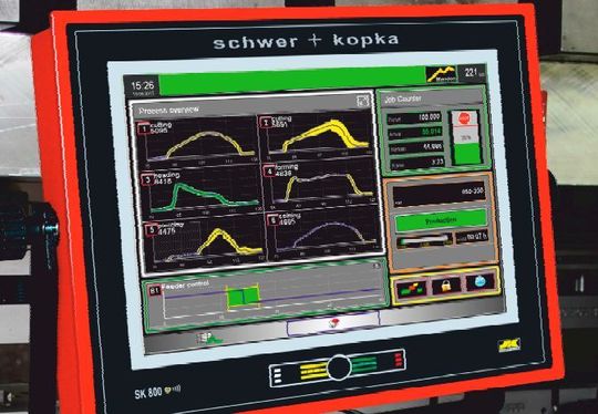 Die Prozessüberwachungssysteme SK 800 (Bild), SK 500 und SK 400 sind Überwachungssysteme mit automatisierter Prozessdokumentation für Stanz- und Umformmaschinen. Die Prozessüberwachungssysteme SK 800 (Bild), SK 500 und SK 400 sind Überwachungssysteme mit automatisierter Prozessdokumentation für Stanz- und Umformmaschinen.