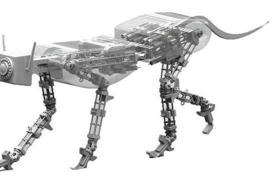 Unbegrenzte Möglichkeiten: Konzept für ein Cheetah nachempfundenes Robotersystem mit Myorobotics-Komponenten. Unbegrenzte Möglichkeiten: Konzept für ein Cheetah nachempfundenes Robotersystem mit Myorobotics-Komponenten.
