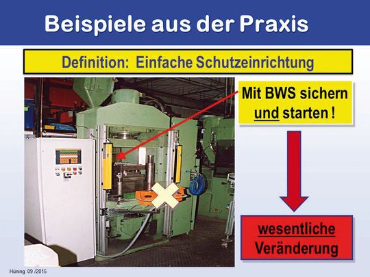 Abb. 4: Beispiel: Der Betrieb ausschließlich mit einer berührungslos wirkenden Einrichtung bewirkt eine wesentliche Veränderung.