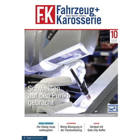 Neue Heimat: Der Fachtitel »F+K Fahrzeug + Karosserie« erscheint ab 1. Januar im neuen Layout bei Vogel Business Media in Würzburg. Neue Heimat: Der Fachtitel »F+K Fahrzeug + Karosserie« erscheint ab 1. Januar im neuen Layout bei Vogel Business Media in Würzburg.
