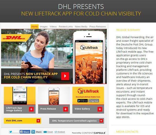 Die neue App „Lifetrack“ von Deutsche Post DHL erhöht die Transparenz in der Kühlkette. Die neue App „Lifetrack“ von Deutsche Post DHL erhöht die Transparenz in der Kühlkette.