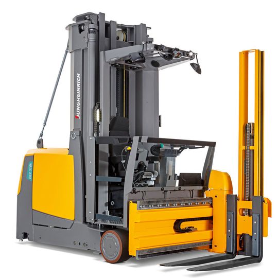 Der neue EKX 514-516 enthält verschiedene Module für die Prozessintegration – beispielsweise RFID-Technik, redundante Höhen- und Wegmessung sowie das Jungheinrich-spezifische Logistik-Interface.