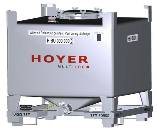 Der kubisch geformte Meter-Cube von Hoyer. Der kubisch geformte Meter-Cube von Hoyer.