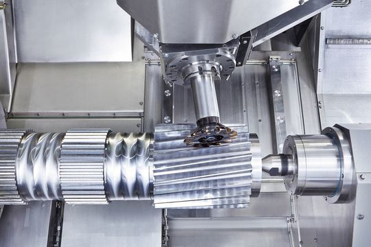 Gear cutting solution on the M35 Millturn turning/drilling/milling centre: the Invomilling milling tool by Sandvik Coromant enables milling of straight and angled external gears. Gear cutting solution on the M35 Millturn turning/drilling/milling centre: the Invomilling milling tool by Sandvik Coromant enables milling of straight and angled external gears.