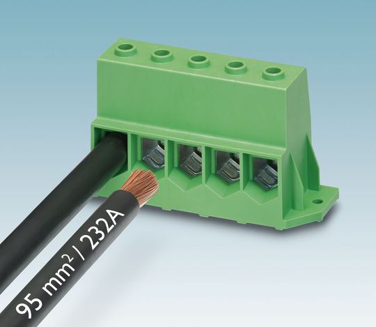Le bloc de jonction MKDSP 95 qui permet de transférer jusqu’à 232 A. Le bloc de jonction MKDSP 95 qui permet de transférer jusqu’à 232 A.