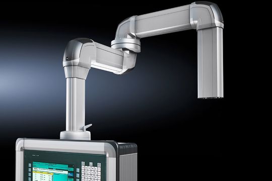 Rittal Bediengehäuse Comfort-Panel in Kombination mit den Tragarmprofilen CP 120 (horizontal) und CP 60 (vertikal). Rittal Bediengehäuse Comfort-Panel in Kombination mit den Tragarmprofilen CP 120 (horizontal) und CP 60 (vertikal).