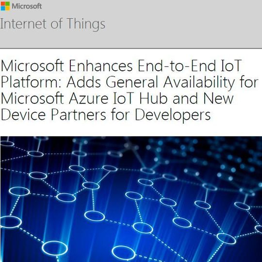 Microsoft verheiraretet das IoT mit Azure. Microsoft verheiraretet das IoT mit Azure.