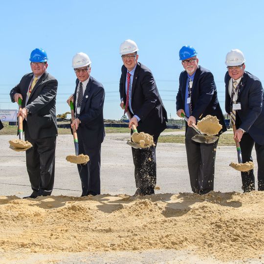 Company executives and dignitaries break ground for new steam methane reformer to be built by Air Products at Covestro's facility in Baytown, Texas. From L to R: Chambers County Commissioner Rusty Senac; Corning Painter, Air Products’ executive vice president, Industrial Gases; Dr. Klaus Schäfer, Covestro’s chief industrial operations officer; Mayor Stephen DonCarlos; and Rod Herrick, vice president and site manager of Covestro’s Baytown facility. Company executives and dignitaries break ground for new steam methane reformer to be built by Air Products at Covestro's facility in Baytown, Texas. From L to R: Chambers County Commissioner Rusty Senac; Corning Painter, Air Products’ executive vice president, Industrial Gases; Dr. Klaus Schäfer, Covestro’s chief industrial operations officer; Mayor Stephen DonCarlos; and Rod Herrick, vice president and site manager of Covestro’s Baytown facility.