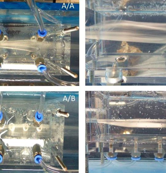 Was hier aussieht wie futuristische Aquarientechnik, sind Versuchsanordnungen am Institut für Textiltechnik und Lehrstuhl für Textilmaschinenbau (ITA) der RWTH Aachen University, mit denen die Anwendungsmöglichkeiten eines neuartigen Waschkonzepts für nassgesponnene Chemiefasern ausgelotet werden. Was hier aussieht wie futuristische Aquarientechnik, sind Versuchsanordnungen am Institut für Textiltechnik und Lehrstuhl für Textilmaschinenbau (ITA) der RWTH Aachen University, mit denen die Anwendungsmöglichkeiten eines neuartigen Waschkonzepts für nassgesponnene Chemiefasern ausgelotet werden.
