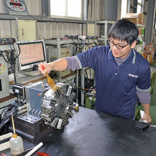 Up to the heart of Sauter revolver system, the hirth joint, all parts are also produced in Taiwan now. The chief executive visits the Asia branch office founded in 2008 twice a year. Up to the heart of Sauter revolver system, the hirth joint, all parts are also produced in Taiwan now. The chief executive visits the Asia branch office founded in 2008 twice a year.