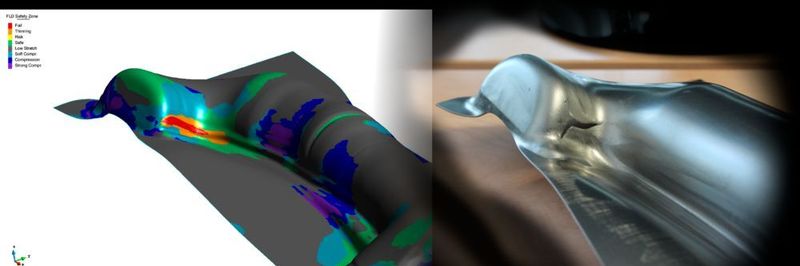 Durch die Umformsimulation ist eine sichere Vorhersage der kritischen Bereiche möglich.