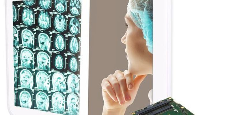 Display mit Touch-Funktion im medizinschen Umfeld. Auch die Eingabe mit Latexhandschuhen ist möglich.